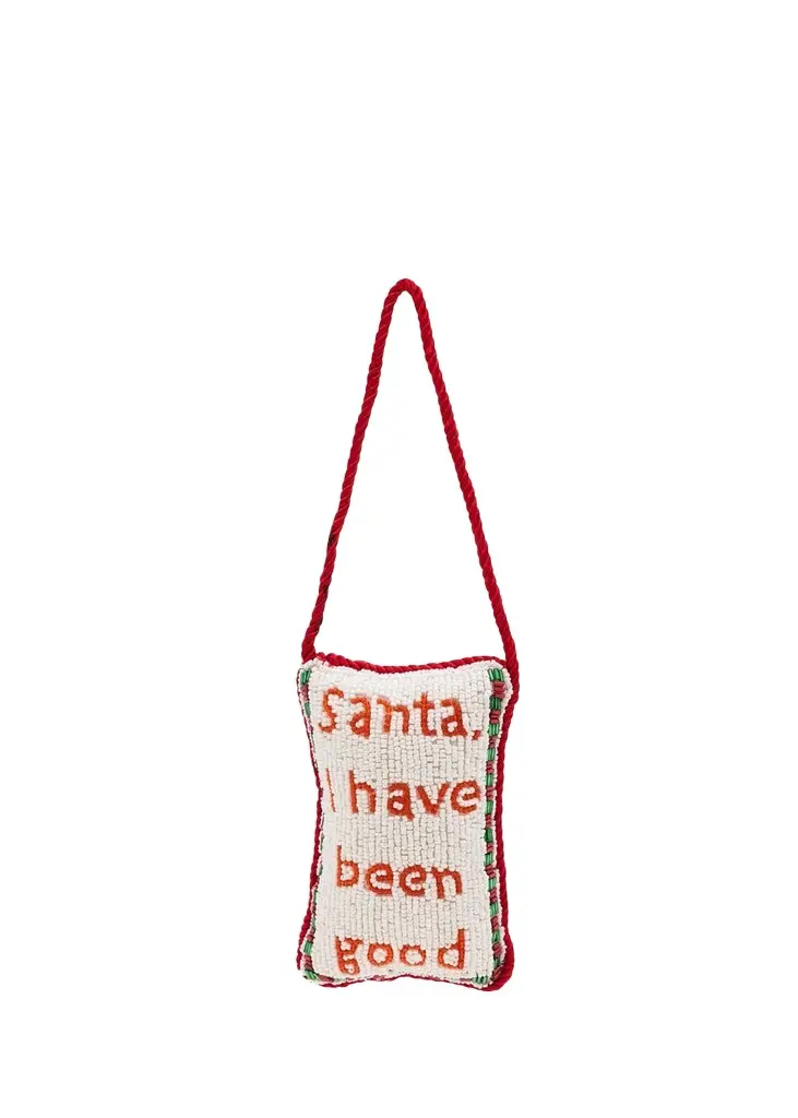 Sudha Pennathur Santa, I Have Been Good Beaded Velvet Doorknocker