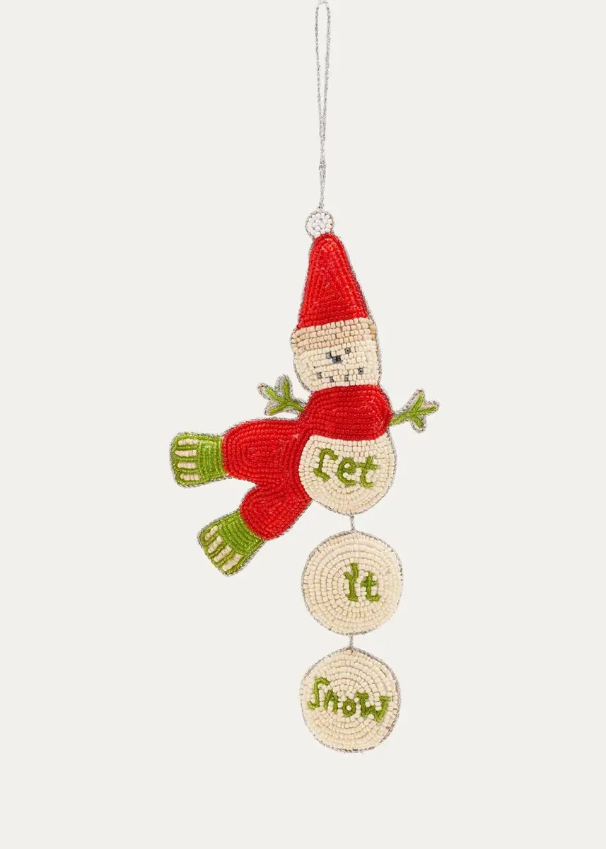 Sudha Pennathur "Let It Snow" Beaded Snowman Christmas Ornament | Thumbnail 2 Sudha Pennathur "Let It Snow" Beaded Snowman Christmas Ornament | Thumbnail 2