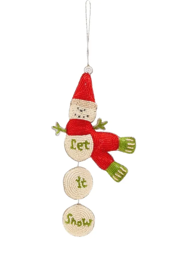 Sudha Pennathur "Let It Snow" Beaded Snowman Christmas Ornament