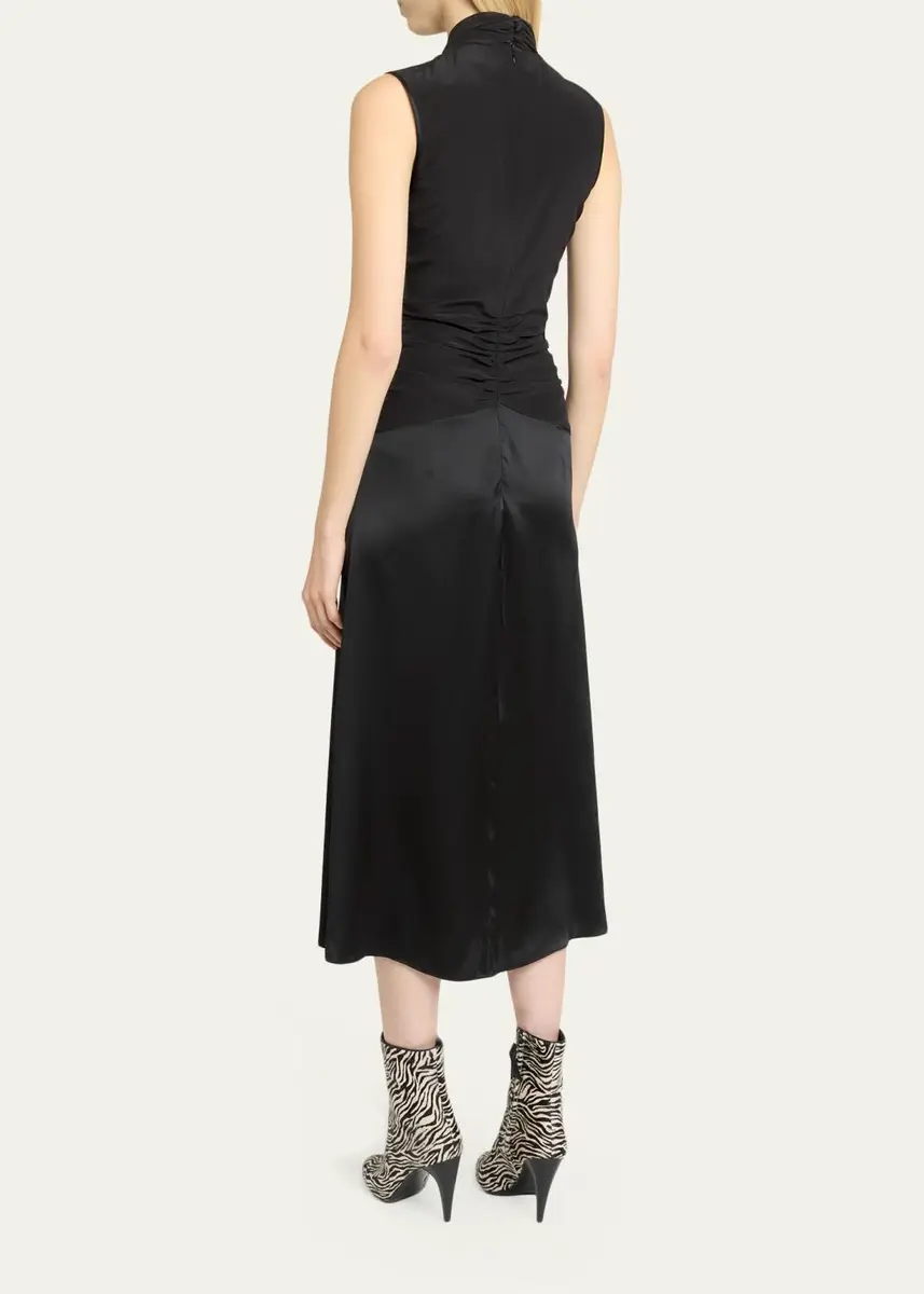 Isabel Marant Delfi Sleeveless Ruched Keyhole Satin Midi Dress | Thumbnail 3 Isabel Marant Delfi Sleeveless Ruched Keyhole Satin Midi Dress | Thumbnail 3
