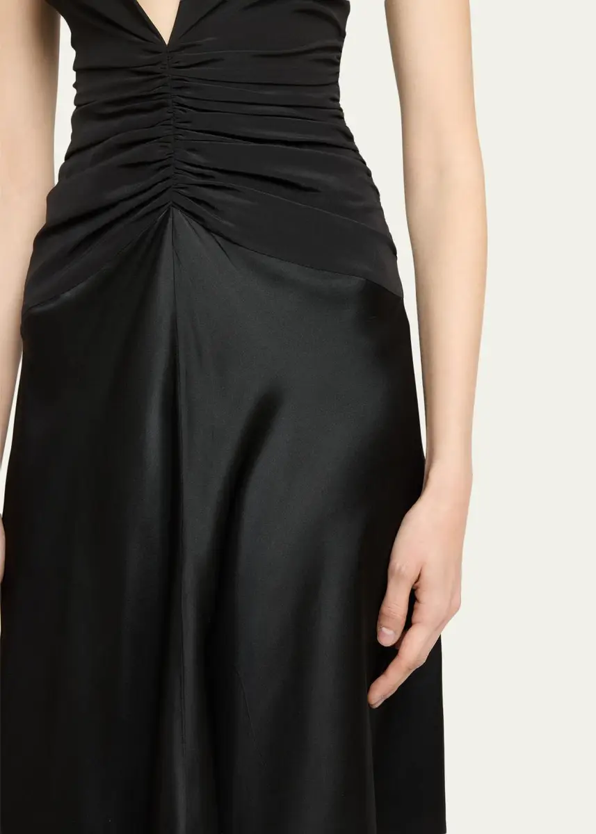 Isabel Marant Delfi Sleeveless Ruched Keyhole Satin Midi Dress | Thumbnail 5 Isabel Marant Delfi Sleeveless Ruched Keyhole Satin Midi Dress | Thumbnail 5