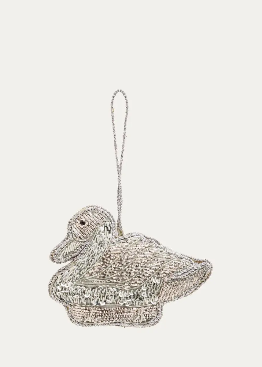Sudha Pennathur Silver Swan Embroidered Ornament | Thumbnail 2 Sudha Pennathur Silver Swan Embroidered Ornament | Thumbnail 2