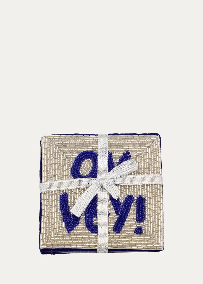 Sudha Pennathur 4-Piece Embroidered Hannukah Coasters Set | Thumbnail 2