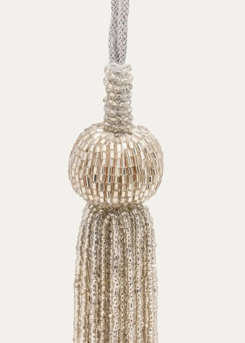 Sudha Pennathur Silver Beaded Tassel Christmas Ornament | Thumbnail 2 Sudha Pennathur Silver Beaded Tassel Christmas Ornament | Thumbnail 2