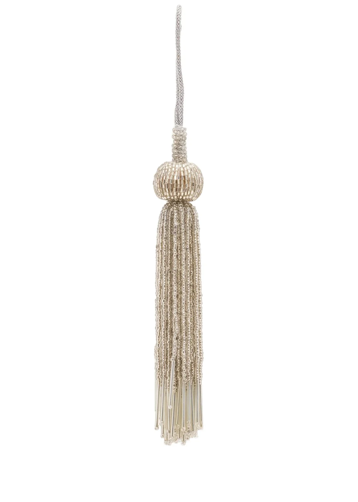 Sudha Pennathur Silver Beaded Tassel Christmas Ornament