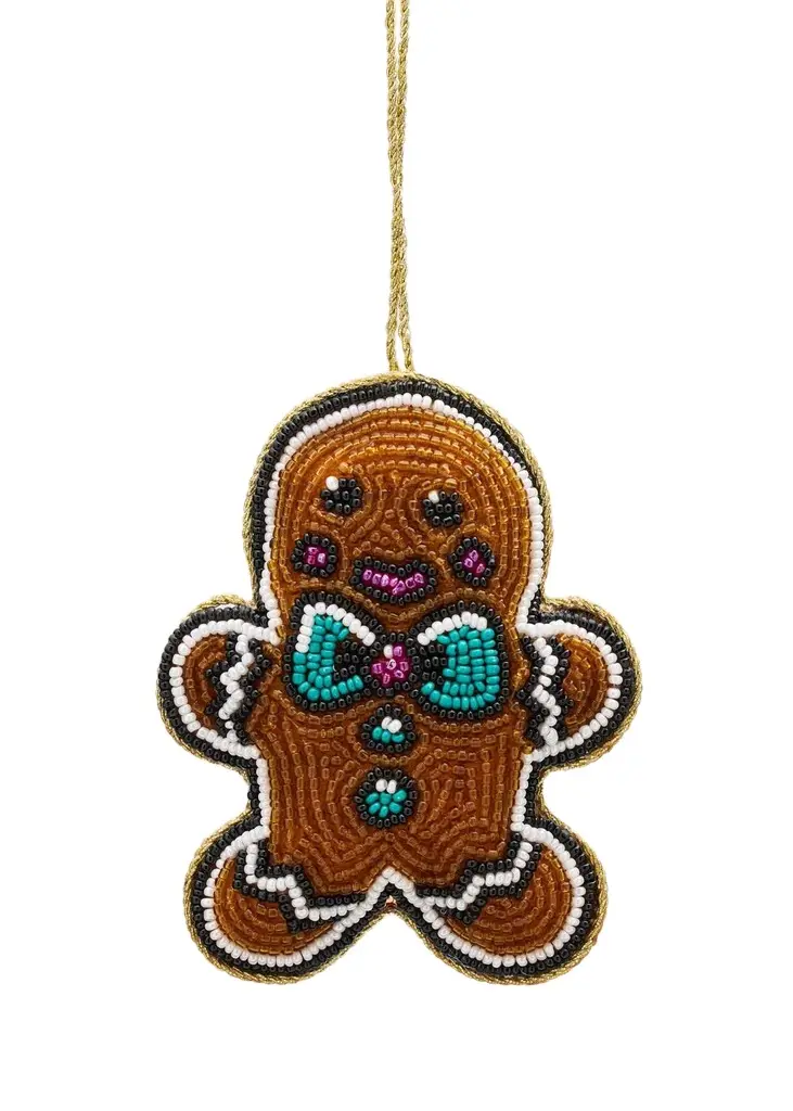 Sudha Pennathur Gingerbread Man Beaded Ornament
