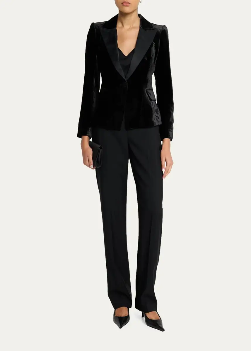 L'Agence Philippa Strong-Shoulder Tuxedo Blazer | Thumbnail 2 L'Agence Philippa Strong-Shoulder Tuxedo Blazer | Thumbnail 2