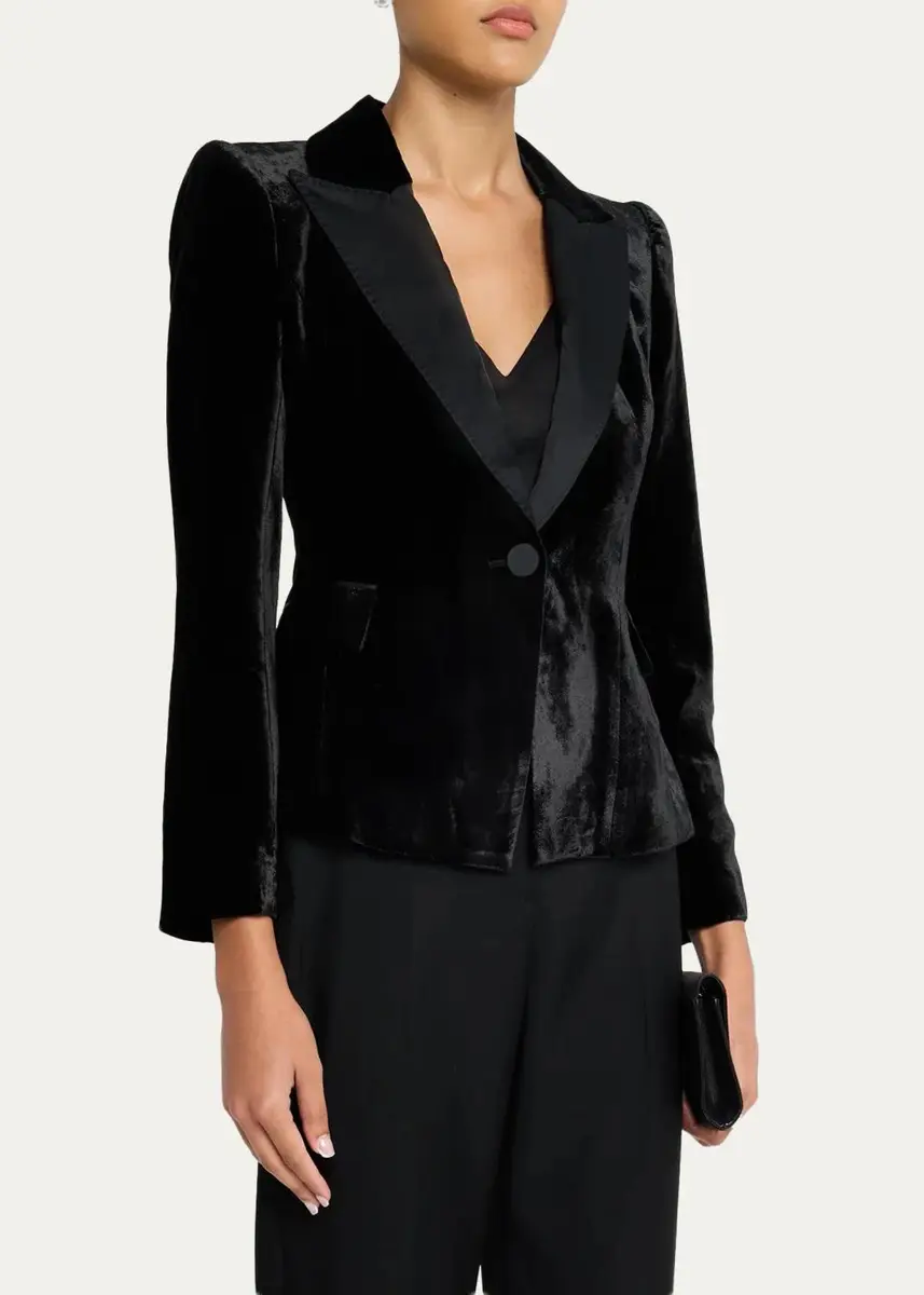 L'Agence Philippa Strong-Shoulder Tuxedo Blazer | Thumbnail 4 L'Agence Philippa Strong-Shoulder Tuxedo Blazer | Thumbnail 4