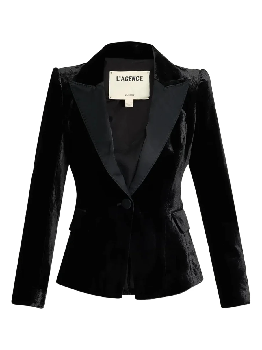 Philippa Strong-Shoulder Tuxedo Blazer Philippa Strong-Shoulder Tuxedo Blazer