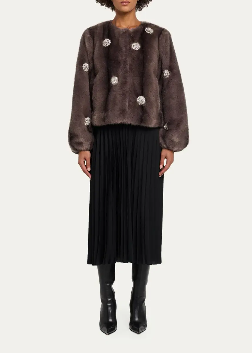 Cinq à Sept Benson Rhinestone Dahlia Faux Fur Coat | Thumbnail 2