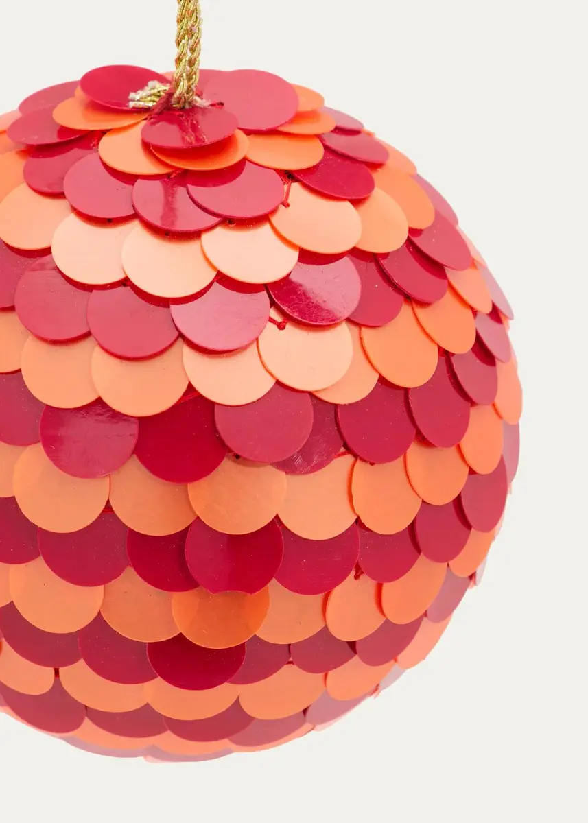 Sudha Pennathur Orange/Red Sequin Ball Christmas Ornament | Thumbnail 2 Sudha Pennathur Orange/Red Sequin Ball Christmas Ornament | Thumbnail 2