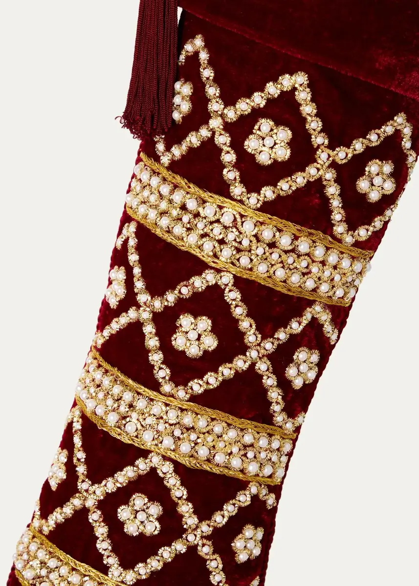 Sudha Pennathur Embroidered Velvet Christmas Stocking | Thumbnail 2 Sudha Pennathur Embroidered Velvet Christmas Stocking | Thumbnail 2