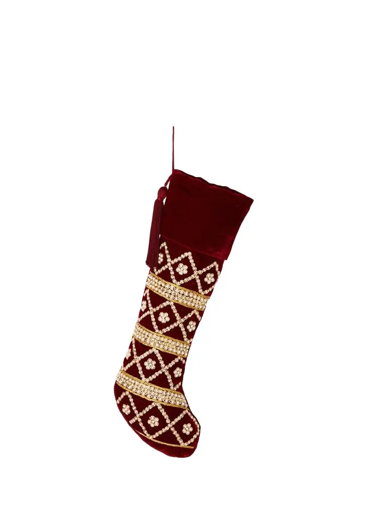 Sudha Pennathur Embroidered Velvet Christmas Stocking