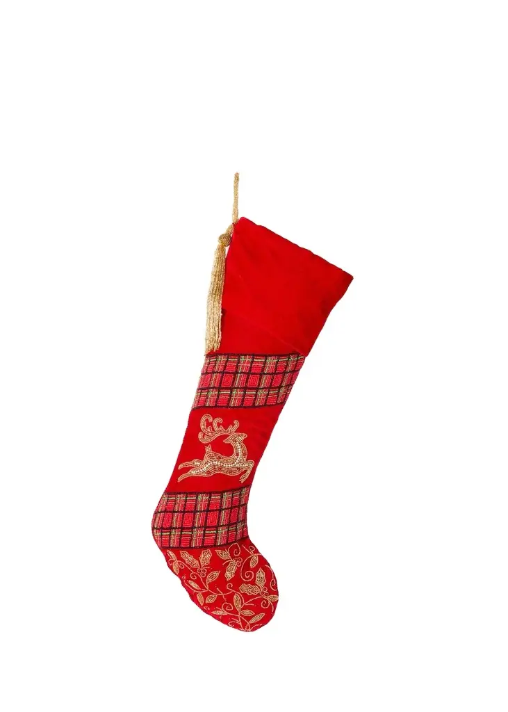 Sudha Pennathur Velvet Embellished Christmas Stocking