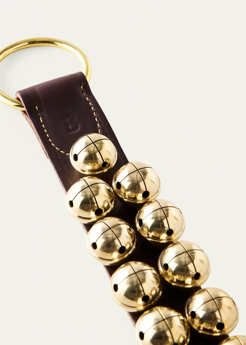 Belsnickel Enterprises 16 Brass Bells in 2 Rows on Leather Door Hanger | Thumbnail 2 Belsnickel Enterprises 16 Brass Bells in 2 Rows on Leather Door Hanger | Thumbnail 2