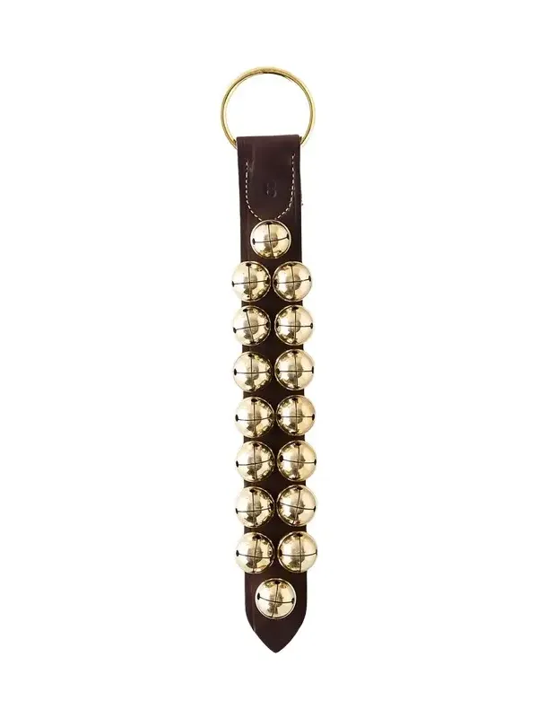 Belsnickel Enterprises 16 Brass Bells in 2 Rows on Leather Door Hanger