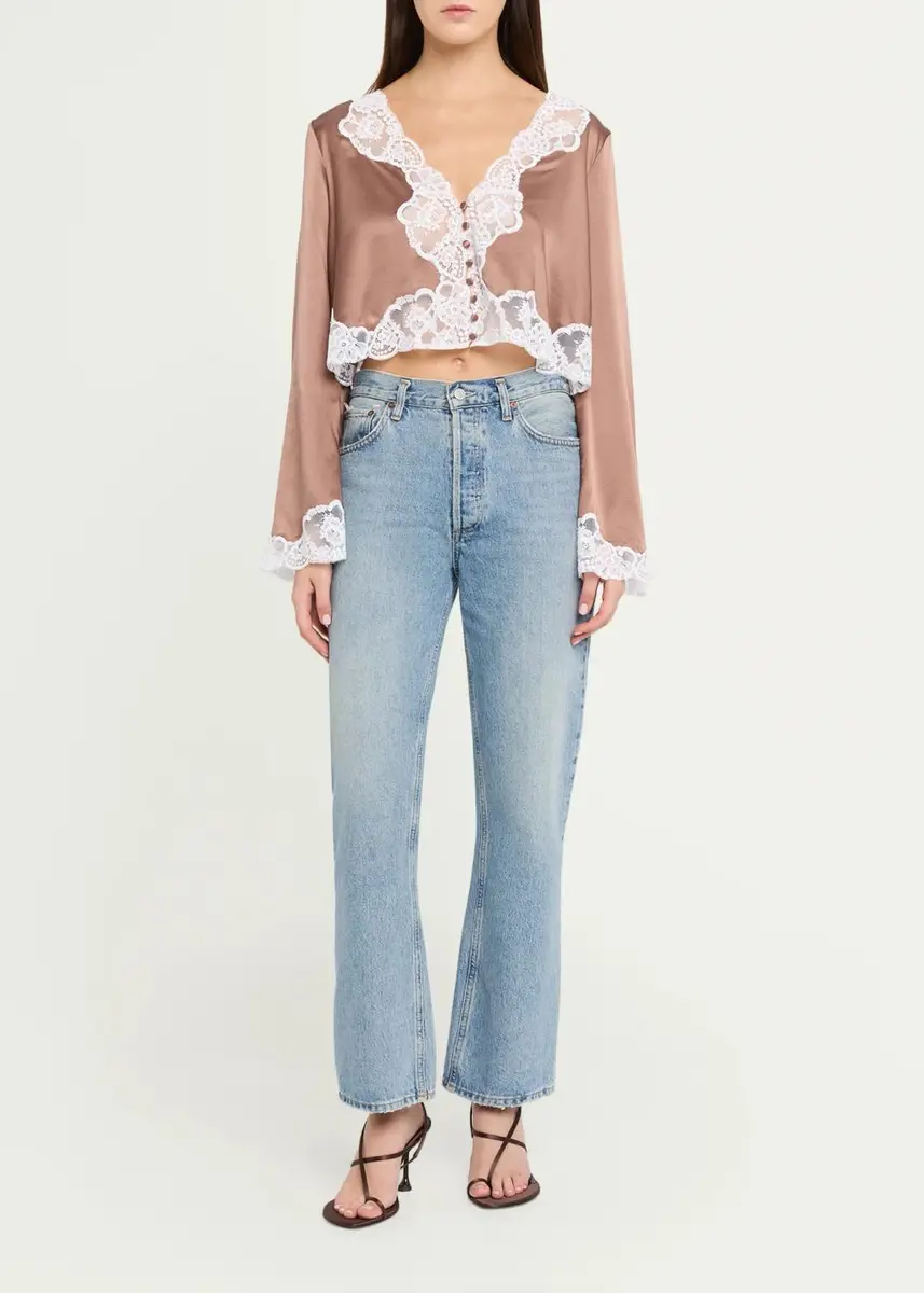LoveShackFancy Elarine Lace-Trim Cropped Top | Thumbnail 2 LoveShackFancy Elarine Lace-Trim Cropped Top | Thumbnail 2