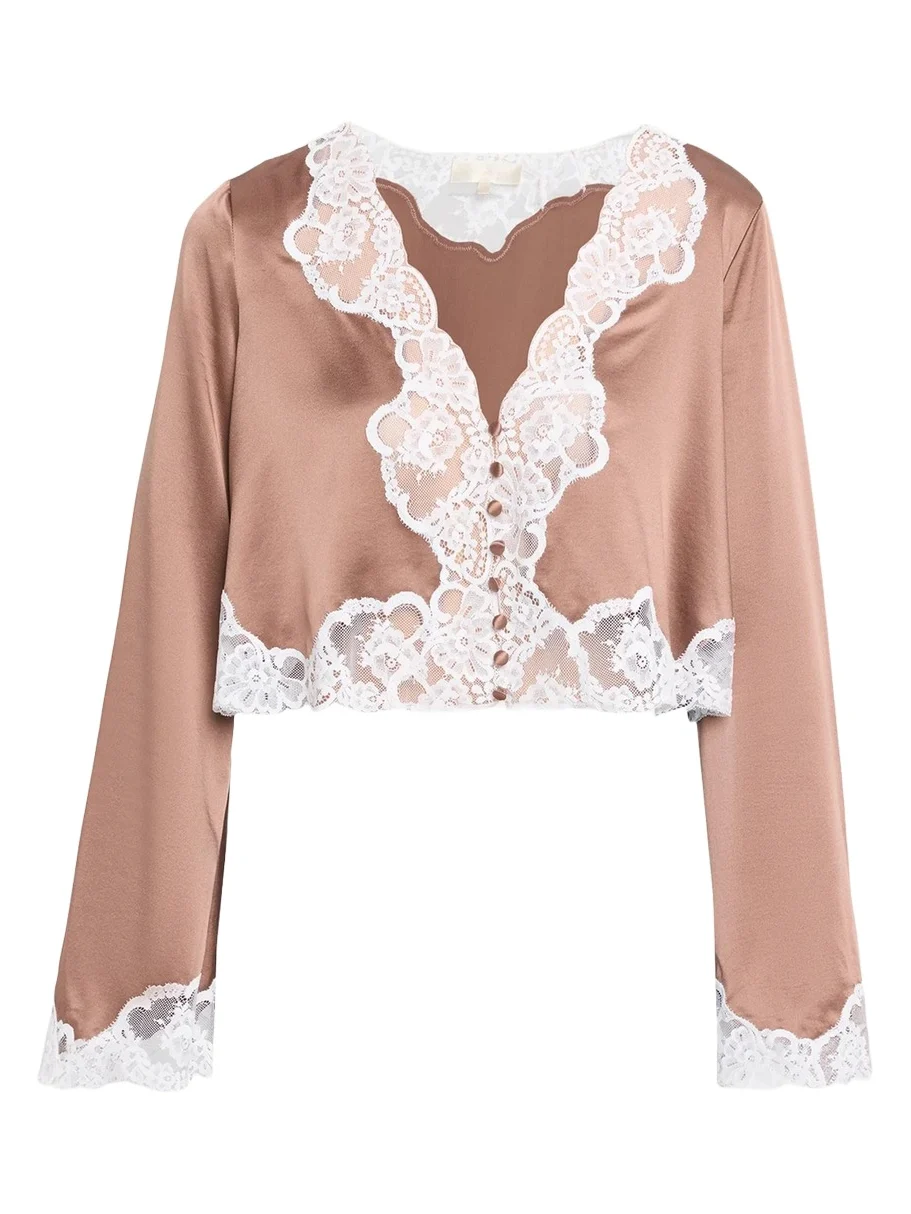LoveShackFancy Elarine Lace-Trim Cropped Top