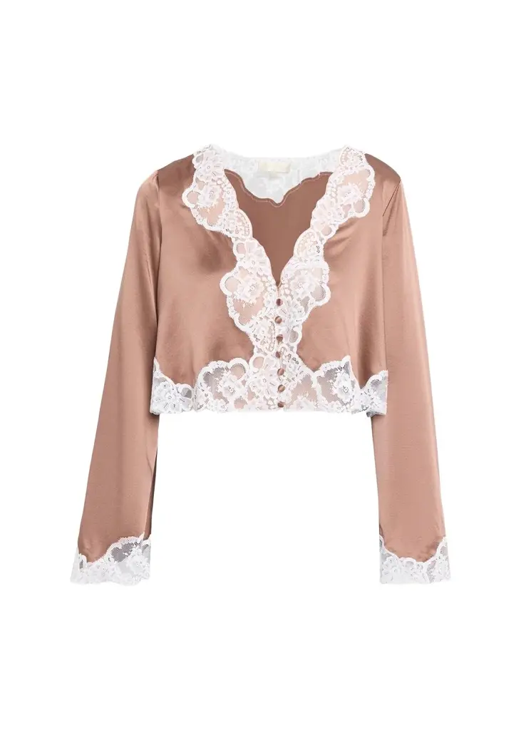 LoveShackFancy Elarine Lace-Trim Cropped Top