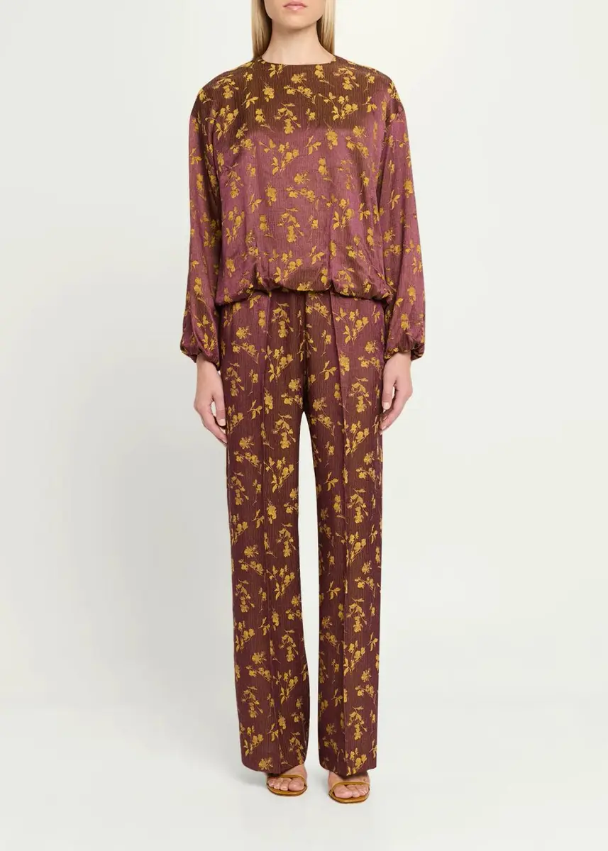 Dries Van Noten Floral Jacquard Straight-Leg Drawstring Pants | Thumbnail 2 Dries Van Noten Floral Jacquard Straight-Leg Drawstring Pants | Thumbnail 2