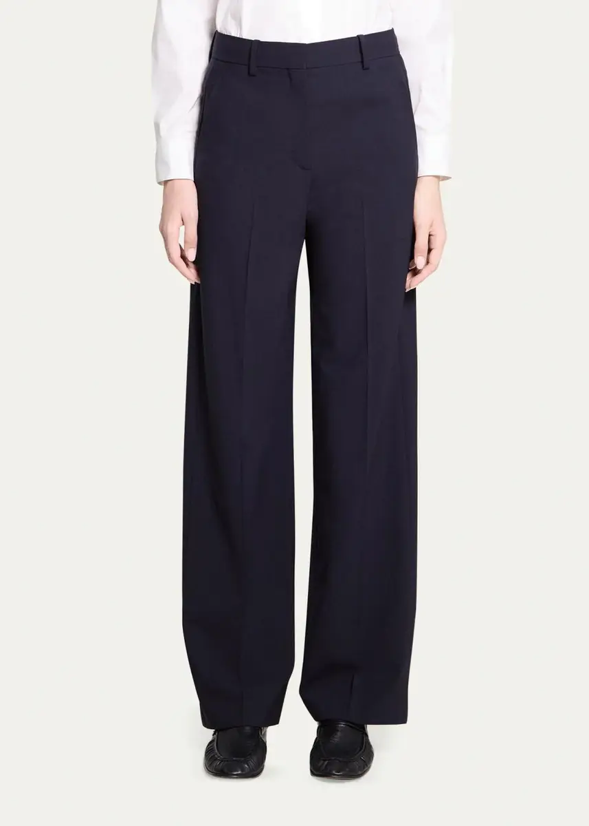 Theory Pleated Stretch Wool Wide-Leg Trousers | Thumbnail 4 Theory Pleated Stretch Wool Wide-Leg Trousers | Thumbnail 4
