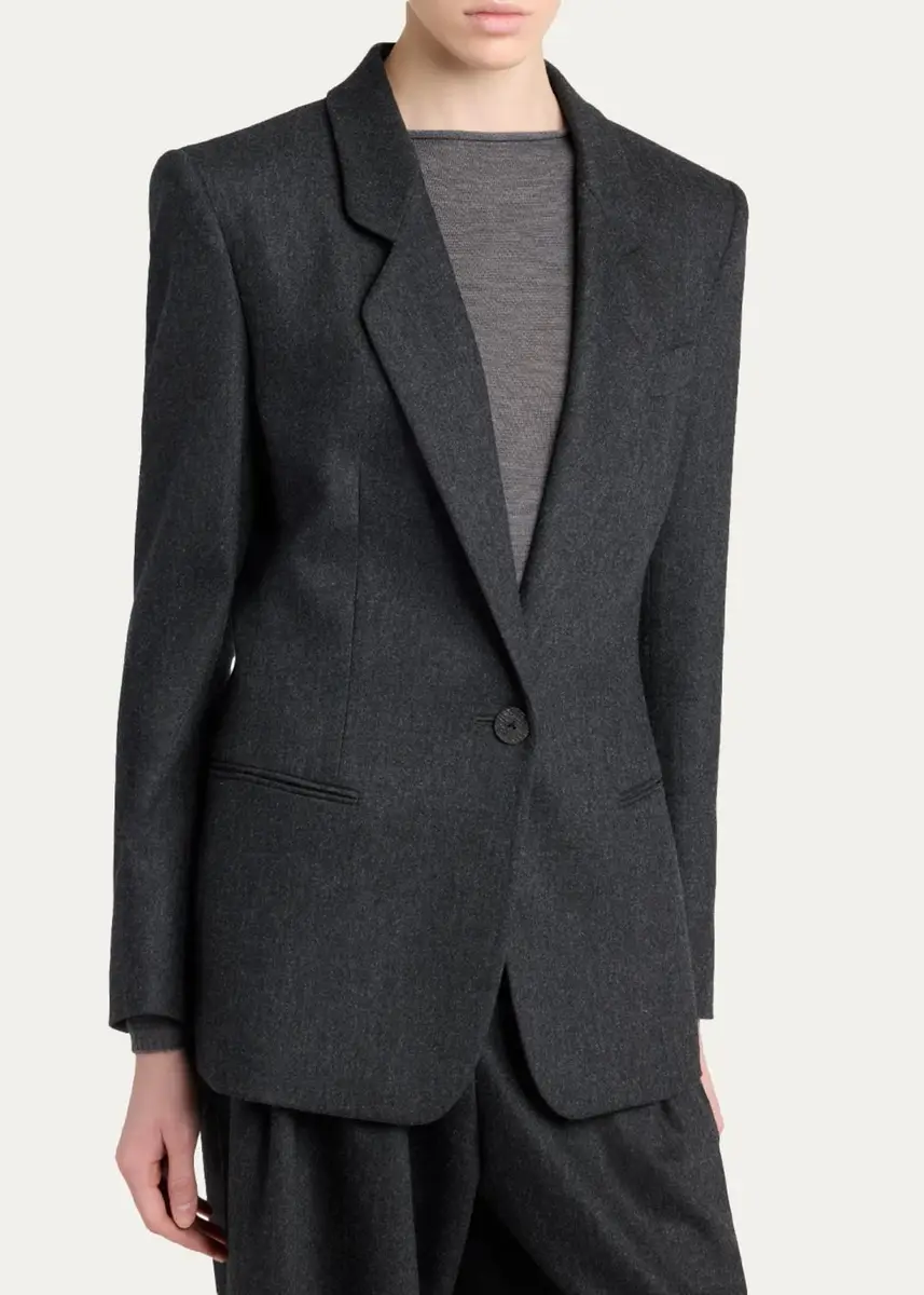 Giorgio Armani Wool-Cashmere Blazer with Strong Shoulders | Thumbnail 4 Giorgio Armani Wool-Cashmere Blazer with Strong Shoulders | Thumbnail 4