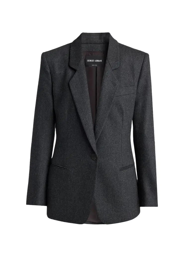 Wool-Cashmere Blazer with Strong Shoulders Wool-Cashmere Blazer with Strong Shoulders