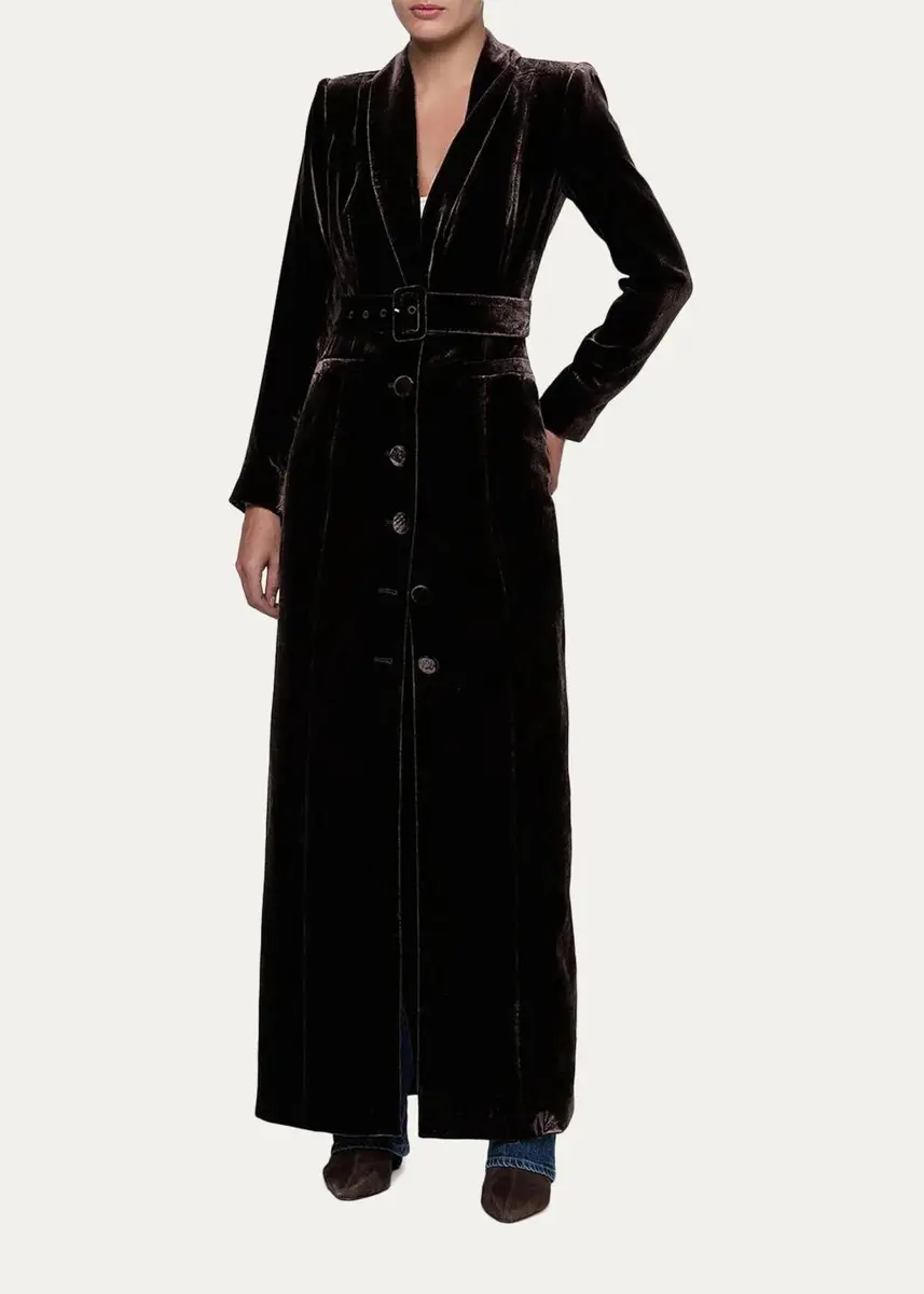 L'Agence Raini Velvet Shawl-Collar Maxi Coat | Thumbnail 2 L'Agence Raini Velvet Shawl-Collar Maxi Coat | Thumbnail 2