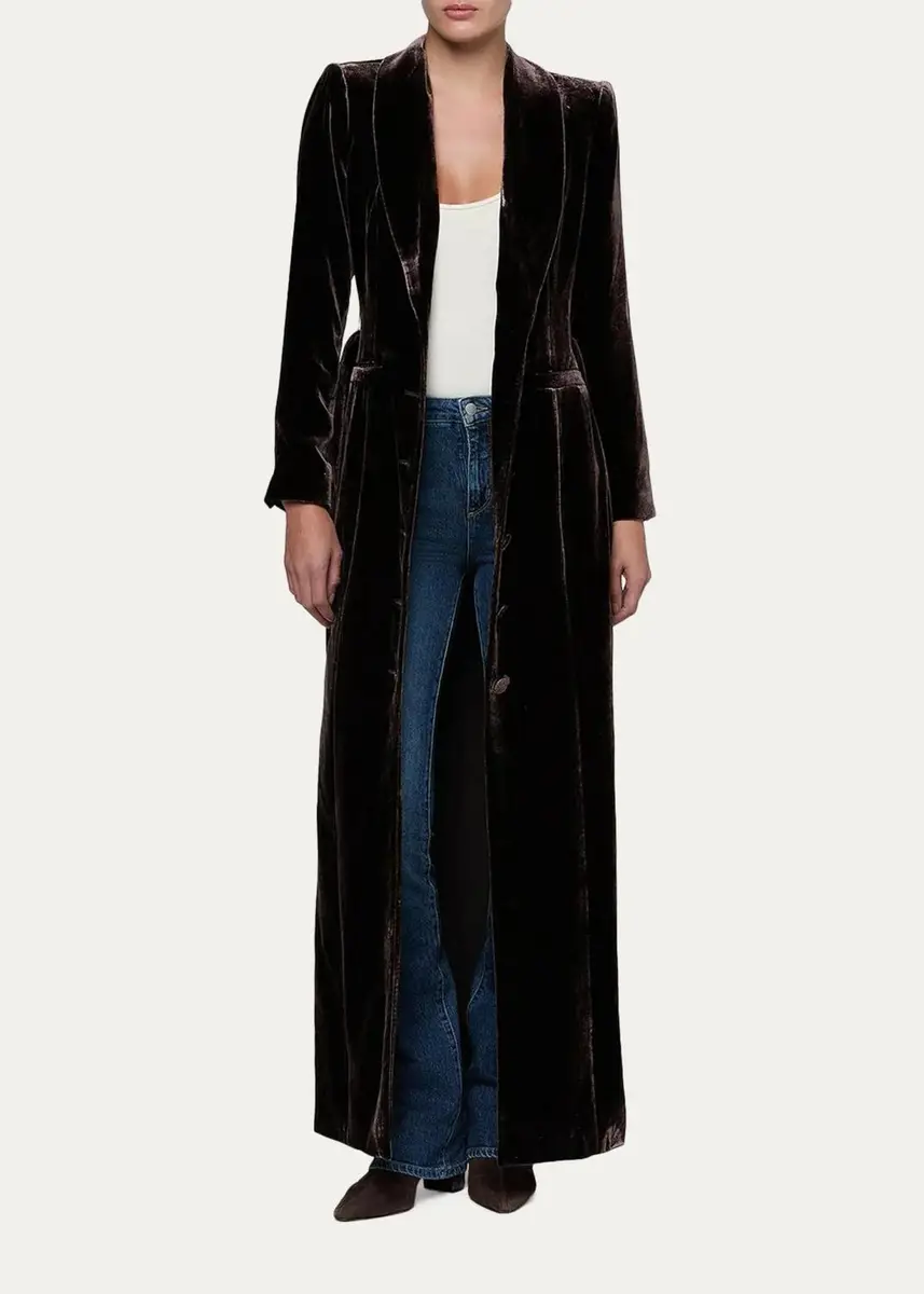L'Agence Raini Velvet Shawl-Collar Maxi Coat | Thumbnail 4 L'Agence Raini Velvet Shawl-Collar Maxi Coat | Thumbnail 4