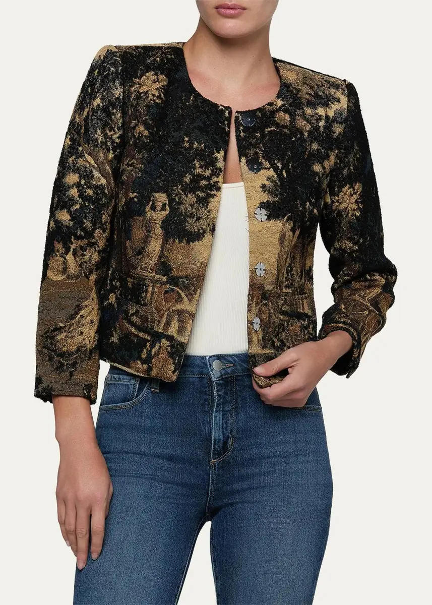 L'Agence Lian Tapestry Collarless Jacket | Thumbnail 4