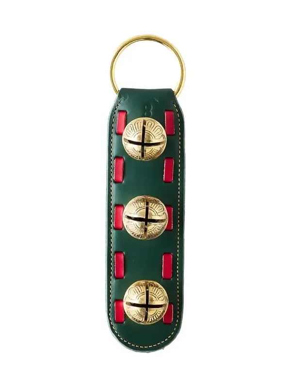 Belsnickel Enterprises 3 Brass Bells on Leather with Contrasting Trim Door Hanger