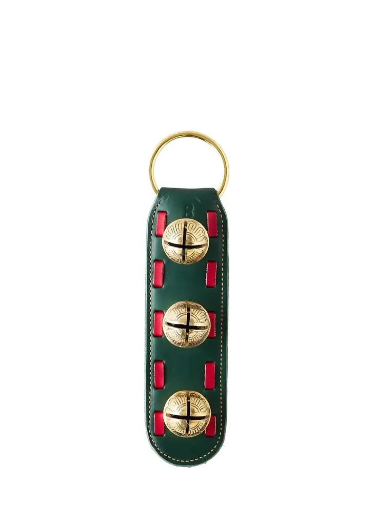 Belsnickel Enterprises 3 Brass Bells on Leather with Contrasting Trim Door Hanger