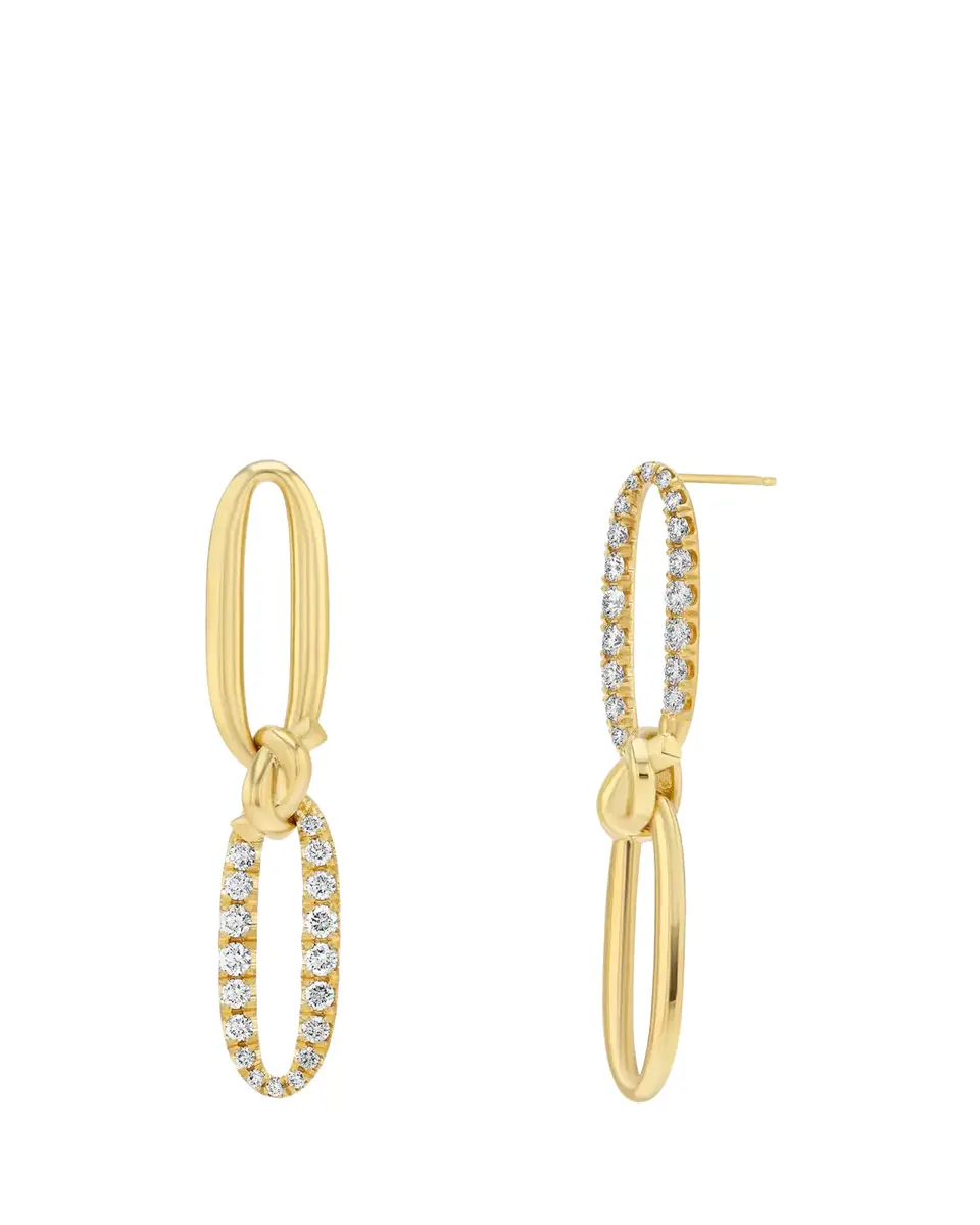 Lizzie Mandler Fine Jewelry Love Knot 18K Yellow Gold Diamond Flip Pave Flat Link Earrings | Thumbnail 2 Lizzie Mandler Fine Jewelry Love Knot 18K Yellow Gold Diamond Flip Pave Flat Link Earrings | Thumbnail 2