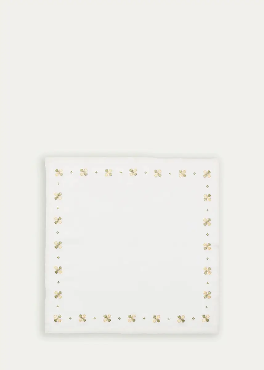 Kim Seybert Clover-Embroidered Linen Napkin | Thumbnail 2 Kim Seybert Clover-Embroidered Linen Napkin | Thumbnail 2