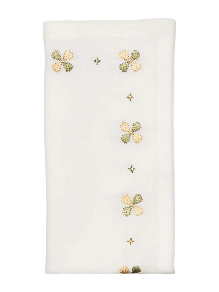 Kim Seybert Clover-Embroidered Linen Napkin