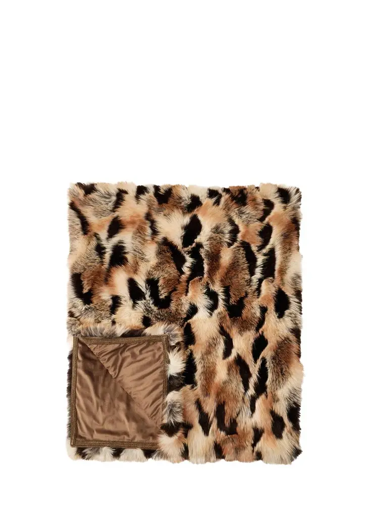 Lyla Grant Leopard-Print Faux Fox Throw, 60" x 72"