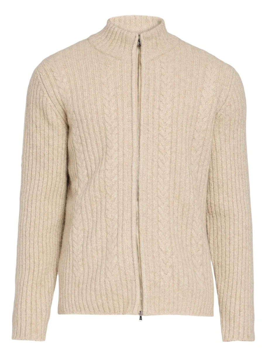 Fioroni Men's 5-Ply Cashmere Mouline Cable Bomber Jacket