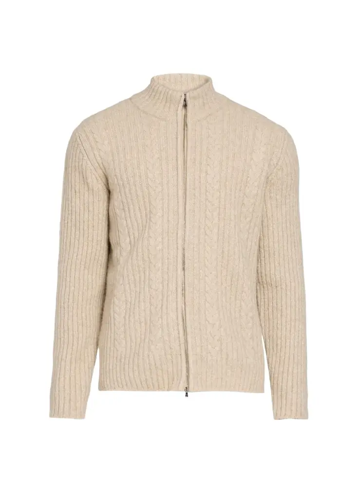 Men's 5-Ply Cashmere Mouline Cable Bomber Jacket Men's 5-Ply Cashmere Mouline Cable Bomber Jacket