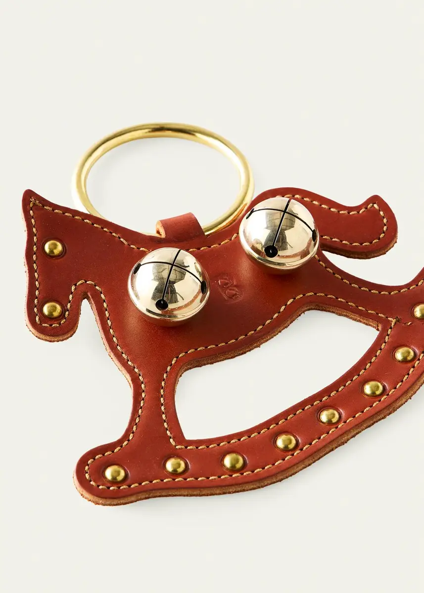 Belsnickel Enterprises 2 Brass Bells on Leather Rocking Horse Door Hanger | Thumbnail 2 Belsnickel Enterprises 2 Brass Bells on Leather Rocking Horse Door Hanger | Thumbnail 2