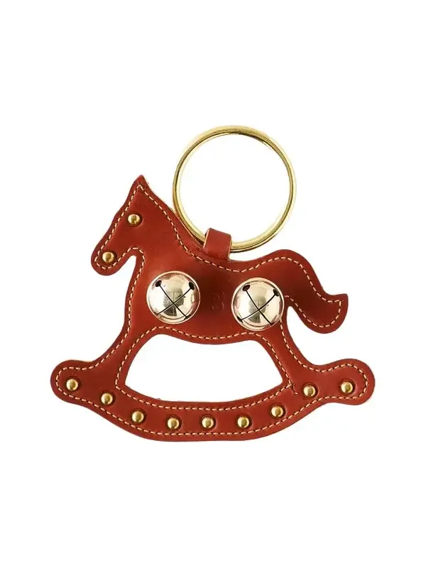 Belsnickel Enterprises 2 Brass Bells on Leather Rocking Horse Door Hanger
