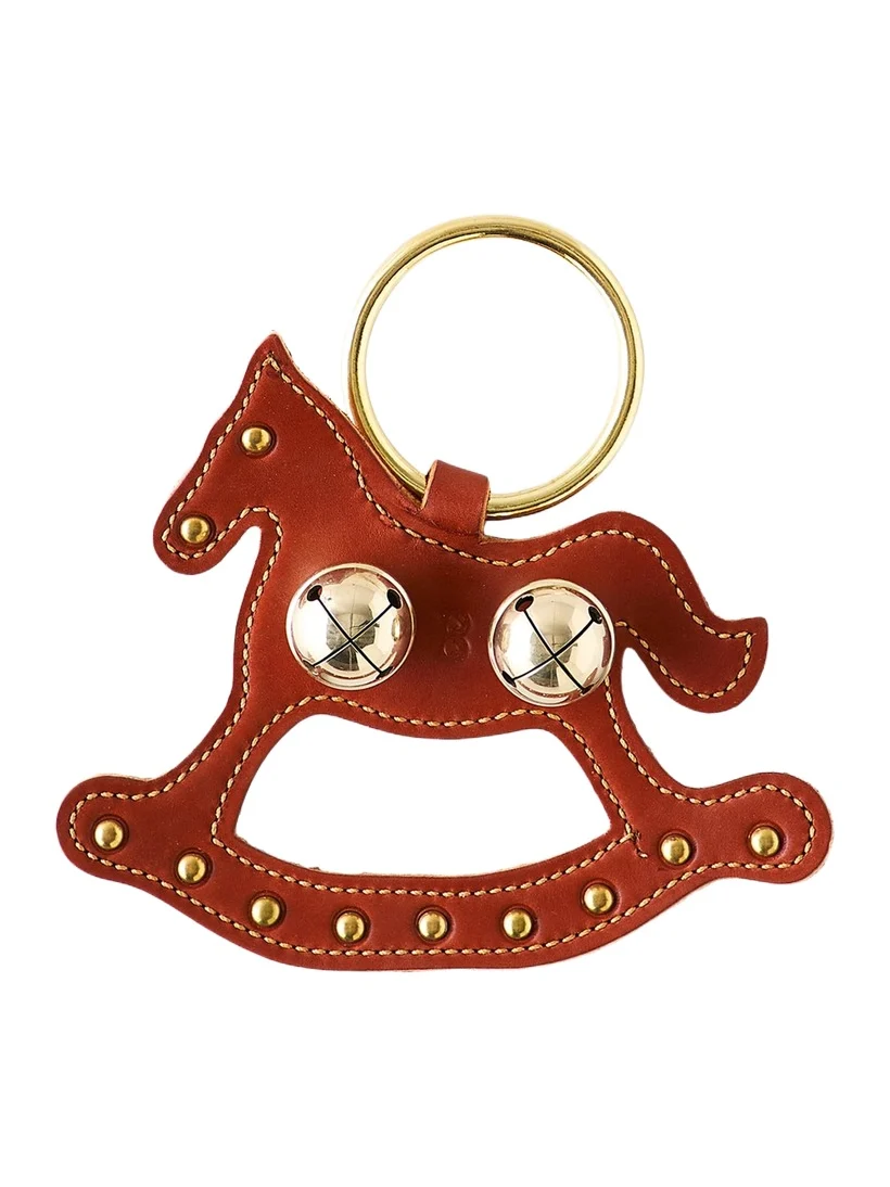 Belsnickel Enterprises 2 Brass Bells on Leather Rocking Horse Door Hanger