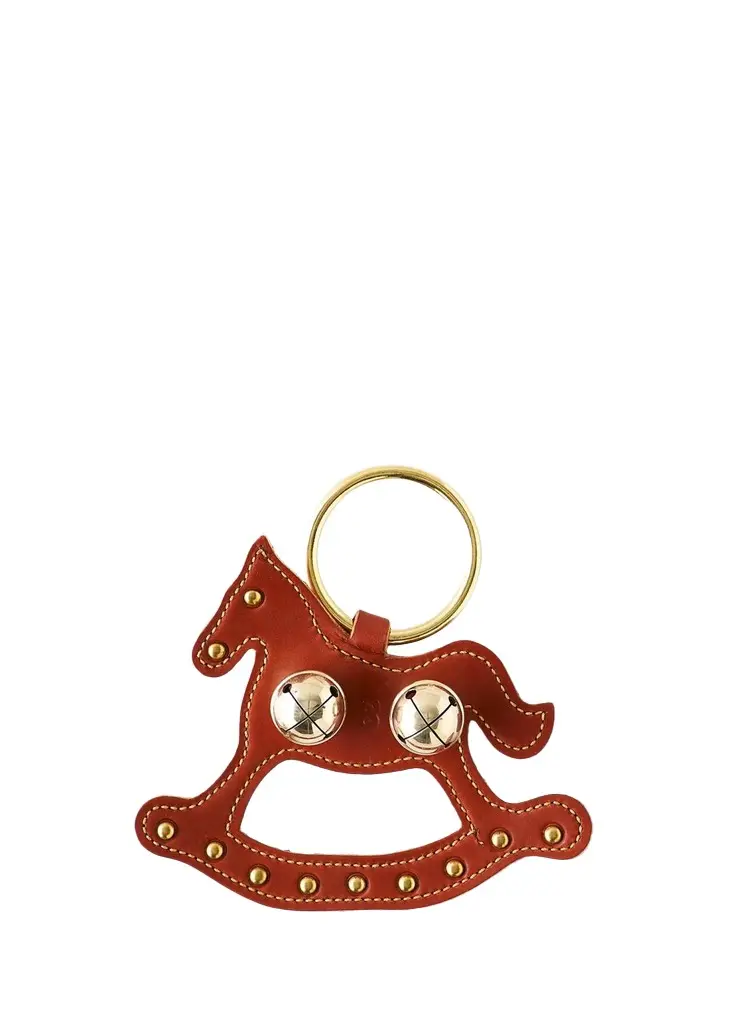 Belsnickel Enterprises 2 Brass Bells on Leather Rocking Horse Door Hanger