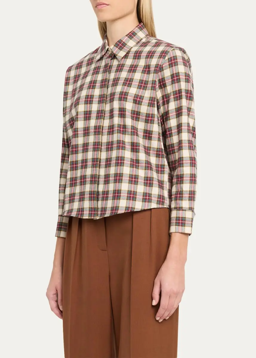 Dries Van Noten Check Cotton Flannel Button-Down Shirt | Thumbnail 4 Dries Van Noten Check Cotton Flannel Button-Down Shirt | Thumbnail 4