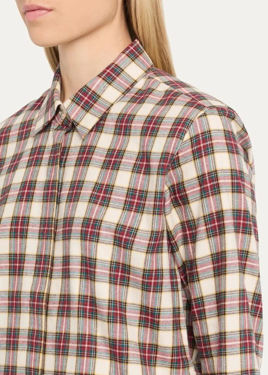 Dries Van Noten Check Cotton Flannel Button-Down Shirt | Thumbnail 5 Dries Van Noten Check Cotton Flannel Button-Down Shirt | Thumbnail 5