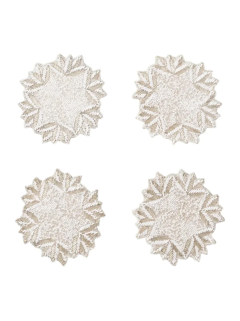 Kim Seybert Winter Lace Beaded Coasters, Set of 4