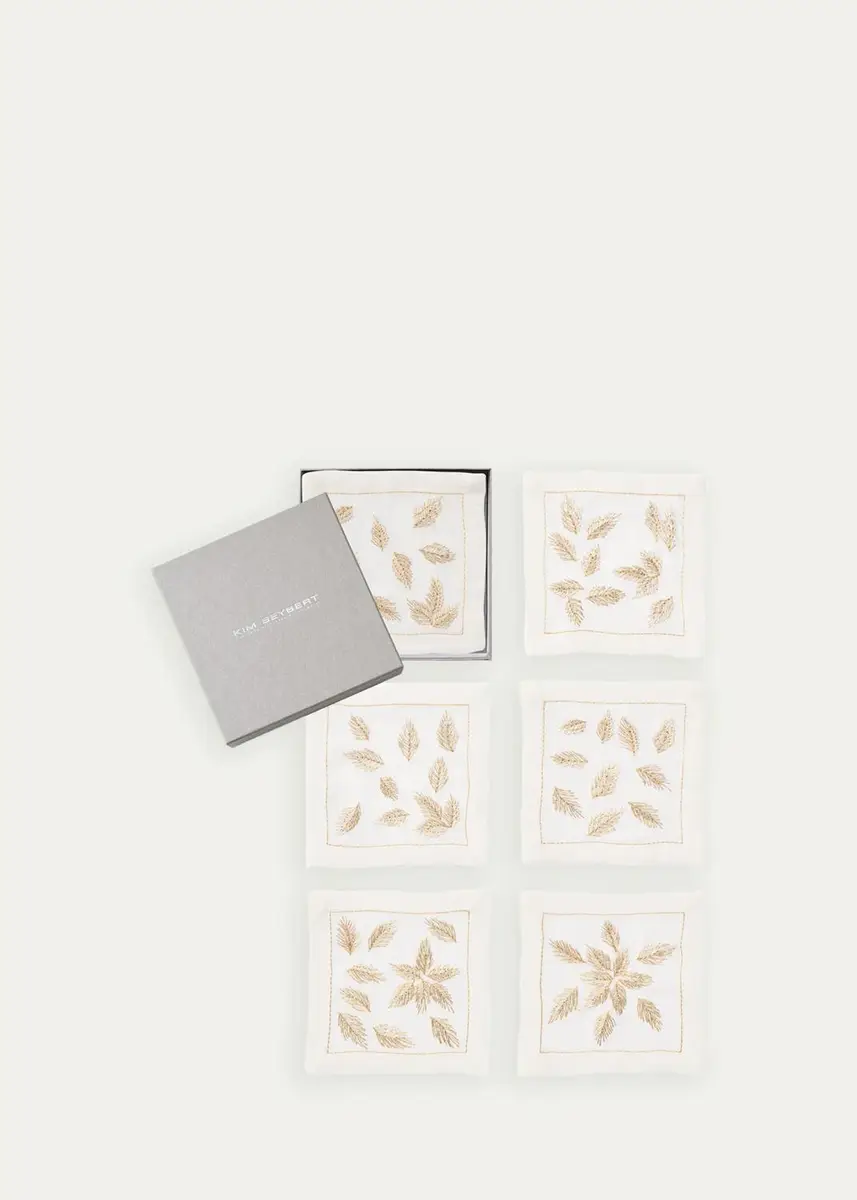 Kim Seybert Gilded Breeze Embroidered Cocktail Napkins, Set of 6 | Thumbnail 2 Kim Seybert Gilded Breeze Embroidered Cocktail Napkins, Set of 6 | Thumbnail 2