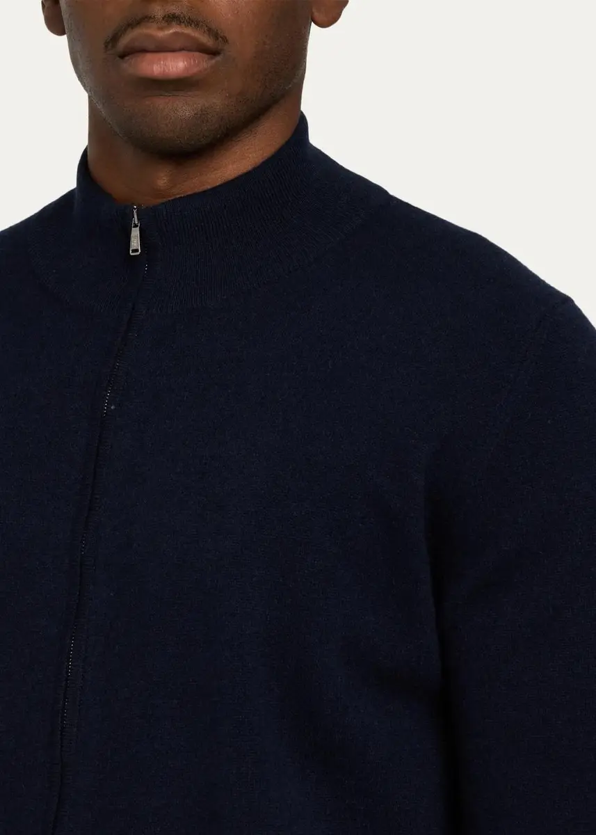 Fioroni Men's Cashmere Sport Stitch Full-Zip Bomber Cardigan | Thumbnail 5 Fioroni Men's Cashmere Sport Stitch Full-Zip Bomber Cardigan | Thumbnail 5