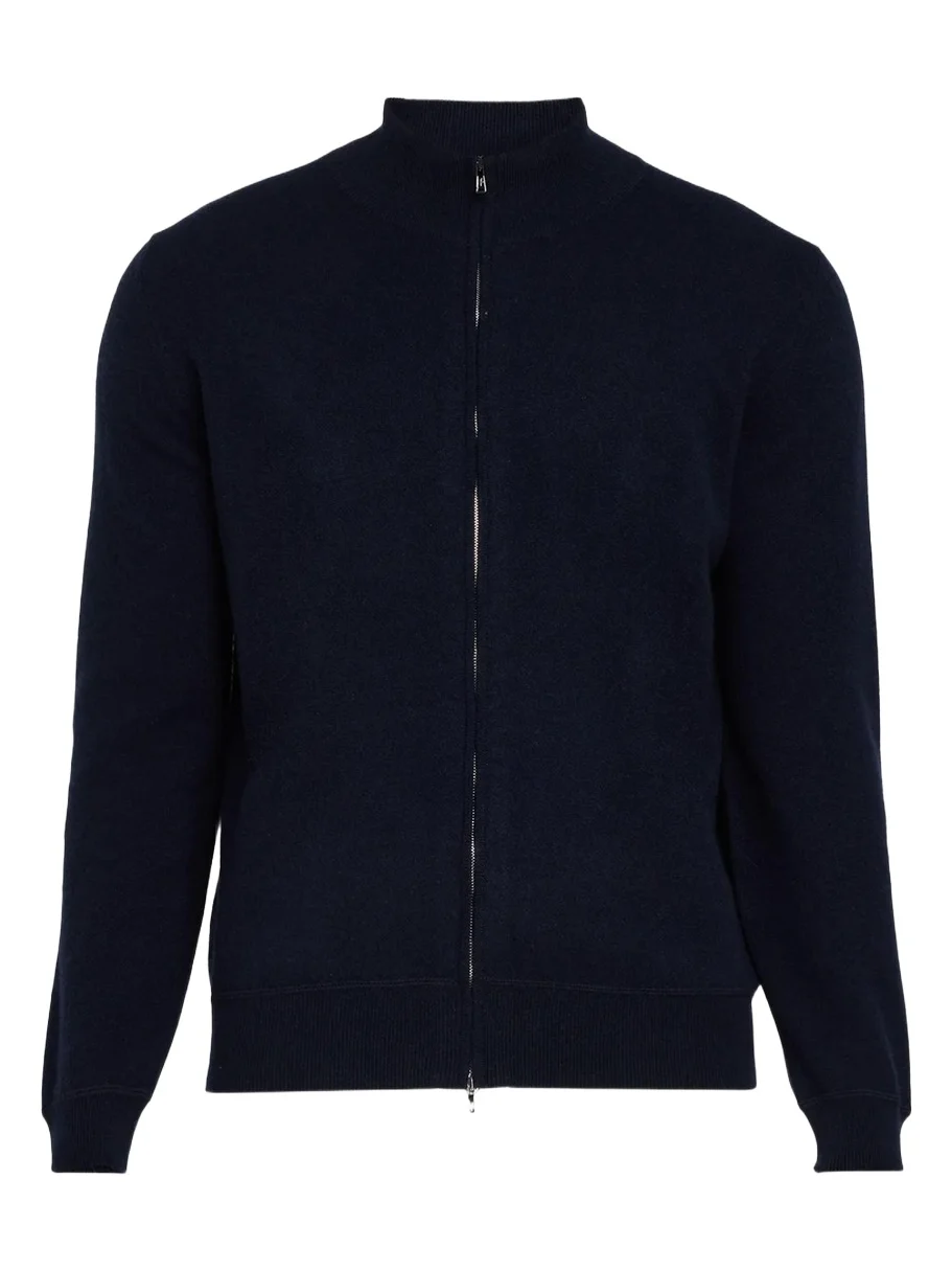 Fioroni Men's Cashmere Sport Stitch Full-Zip Bomber Cardigan