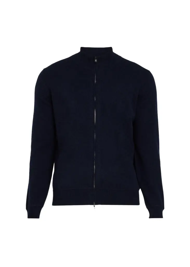 Fioroni Men's Cashmere Sport Stitch Full-Zip Bomber Cardigan