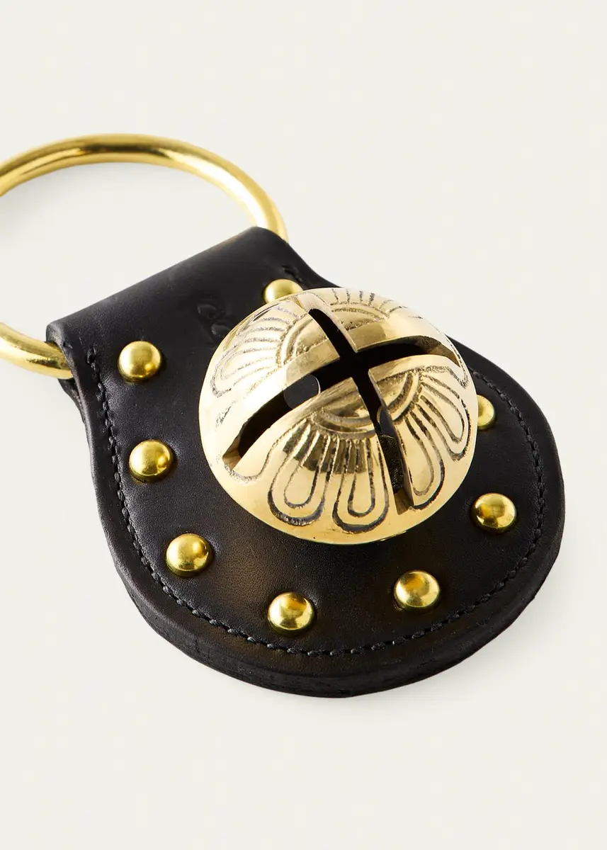 Belsnickel Enterprises 1 Brass Bell on Studded Leather Door Hanger | Thumbnail 2 Belsnickel Enterprises 1 Brass Bell on Studded Leather Door Hanger | Thumbnail 2